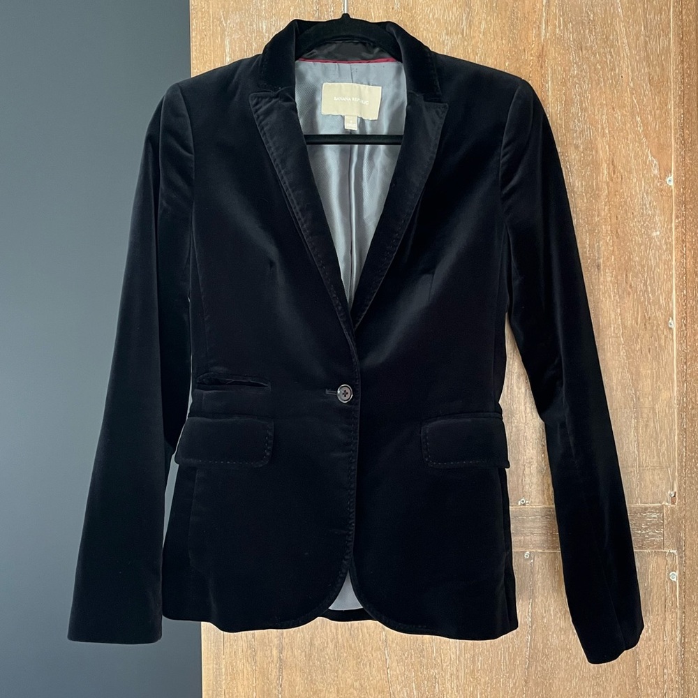 Banana Republic Black Velvet Blazer